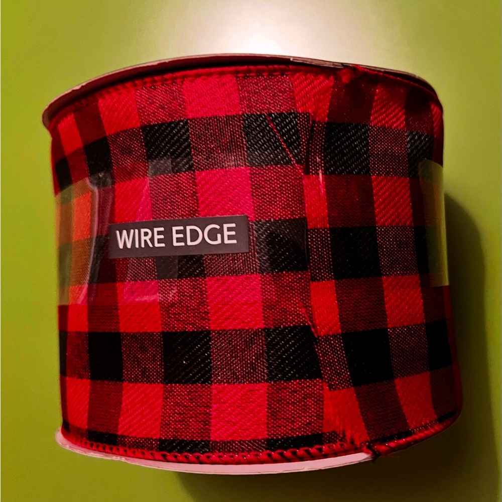 4” ribbon BUFFALO PLAID Wire Edge HUGE WIDE checker print oversize big craft DIY